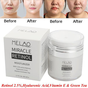 MELAO 2.5% Retinol Moisturizer Cream Hyaluronic Acid Anti Aging And Reduces Wrinkles And Fine Lines Day And Night Retinol Cream