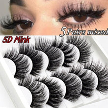 Charger l&#39;image dans la galerie, 5 pairs 5D Mink Eyelashes Natural False Eyelashes Lashes Soft Fake Eyelashes Extension Makeup Wholesale