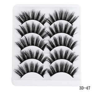 5 pairs 5D Mink Eyelashes Natural False Eyelashes Lashes Soft Fake Eyelashes Extension Makeup Wholesale