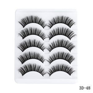 5 pairs 5D Mink Eyelashes Natural False Eyelashes Lashes Soft Fake Eyelashes Extension Makeup Wholesale