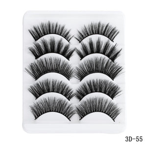 5 pairs 5D Mink Eyelashes Natural False Eyelashes Lashes Soft Fake Eyelashes Extension Makeup Wholesale