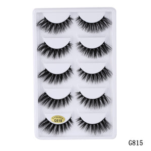 5 pairs 5D Mink Eyelashes Natural False Eyelashes Lashes Soft Fake Eyelashes Extension Makeup Wholesale