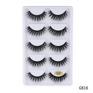 5 pairs 5D Mink Eyelashes Natural False Eyelashes Lashes Soft Fake Eyelashes Extension Makeup Wholesale