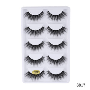 5 pairs 5D Mink Eyelashes Natural False Eyelashes Lashes Soft Fake Eyelashes Extension Makeup Wholesale