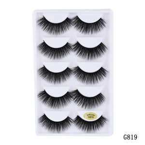 5 pairs 5D Mink Eyelashes Natural False Eyelashes Lashes Soft Fake Eyelashes Extension Makeup Wholesale