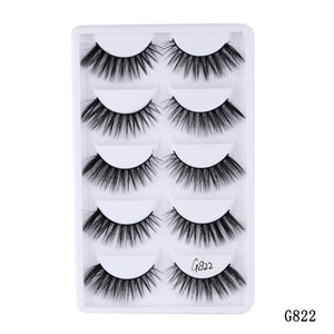 5 pairs 5D Mink Eyelashes Natural False Eyelashes Lashes Soft Fake Eyelashes Extension Makeup Wholesale