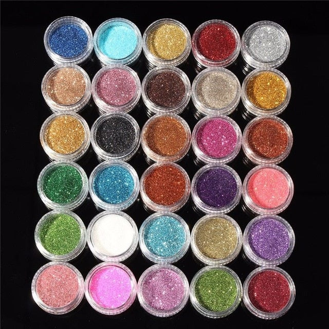 2019 New 30Pcs Glitter Eyeshadow Eye Makeup Shimmer Powder Pigment Nail Cosmetic Glitters Mixed Colors