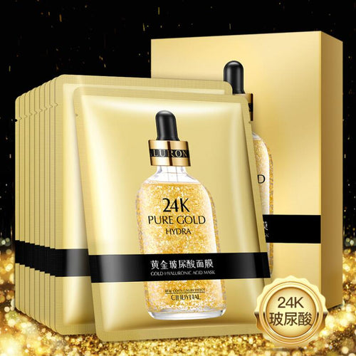 24K Gold Facial Mask Hyaluronic Acid Mask Moisturizing Hydrating Anti-Aging Depth Replenishment Skin Care 1pc