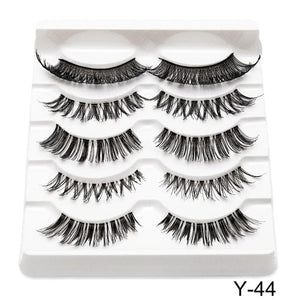 SEXYSHEEP 5Pairs 3D Mink Hair False Eyelashes Natural/Thick Long Eye Lashes Wispy Makeup Beauty Extension Tools