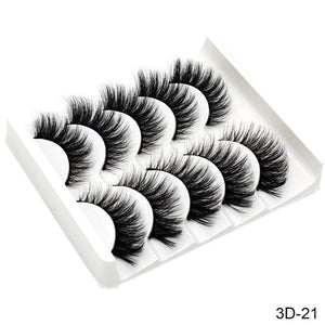 SEXYSHEEP 5Pairs 3D Mink Hair False Eyelashes Natural/Thick Long Eye Lashes Wispy Makeup Beauty Extension Tools