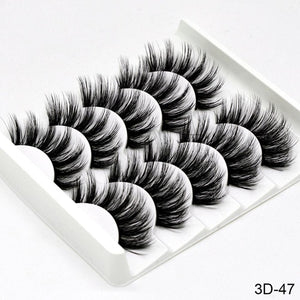 SEXYSHEEP 5Pairs 3D Mink Hair False Eyelashes Natural/Thick Long Eye Lashes Wispy Makeup Beauty Extension Tools